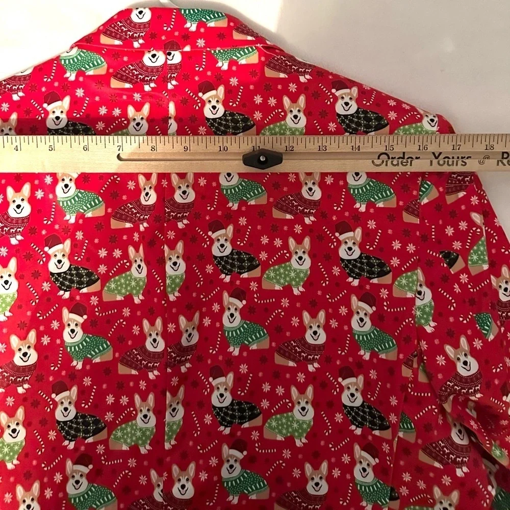 Suslo Couture Christmas Corgi Dog Mens M Red Blazer Slim Fit Lined party holiday